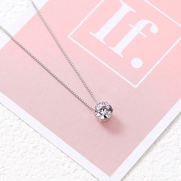 1ct. Round Cut Lab Diamond 14k Gold Sterling Silver Necklace - Picture 2 of 10